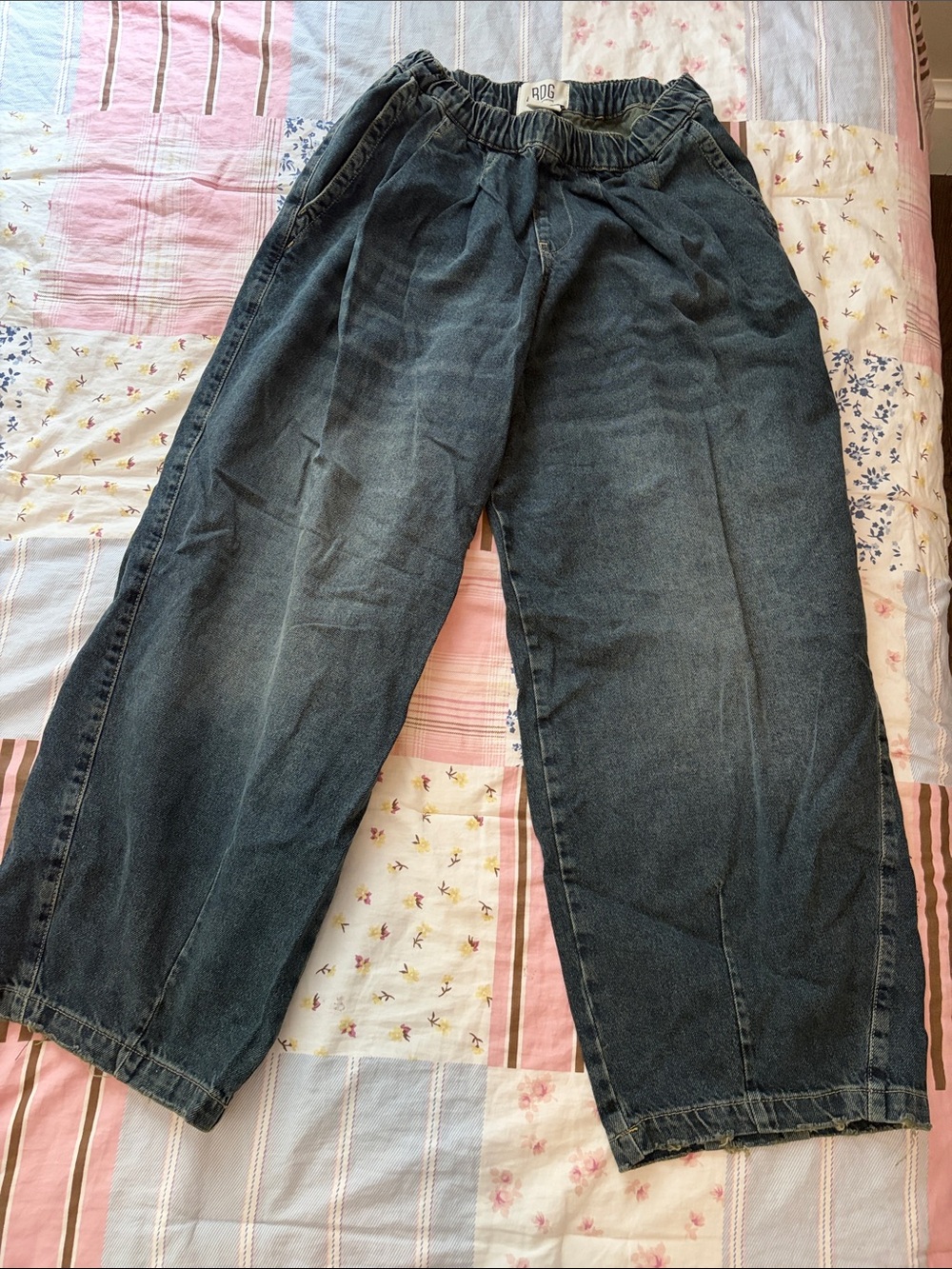 BDG Washed Black Elastic Baggy Oversized Waist Denim Pants